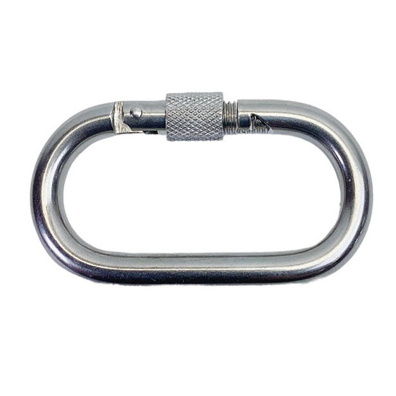 7/16" Carabiner Clip Spring Snap Hook Oval Shape W/ Lock Nut Stainless Steel 316