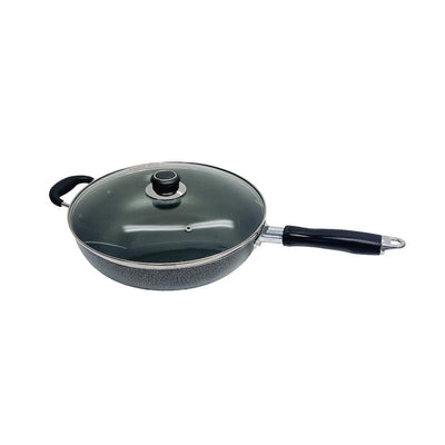 12" Nonstick Wok Pan With Lid Deep Frying Pan W/ Handle,Skillet,Dishwasher Safe