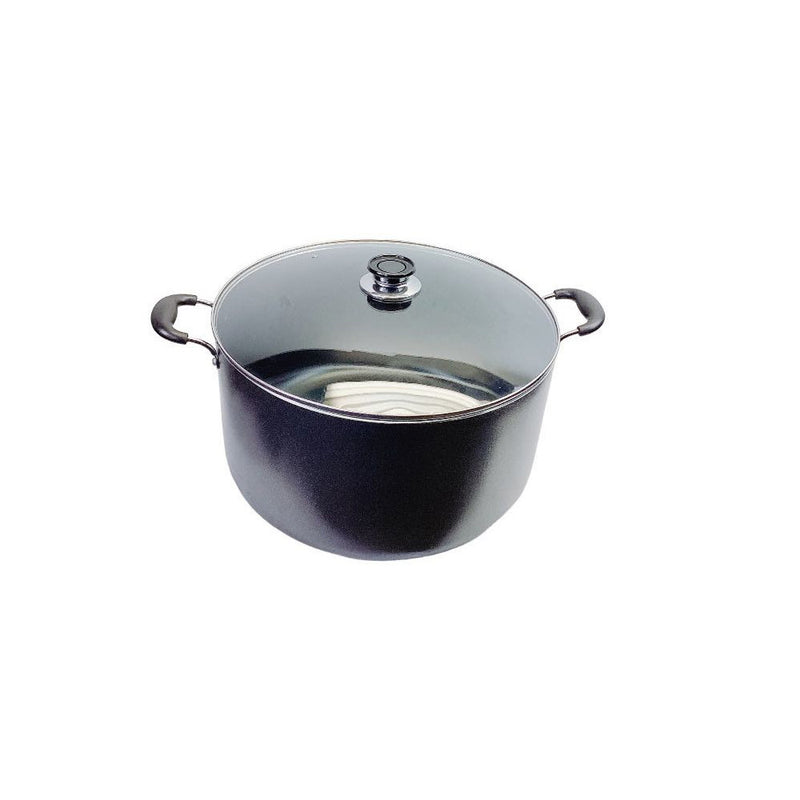 30 QT Non-Stick Dutch Oven Stockpot Pasta Cooking Pot, Glass Lid Double Handles