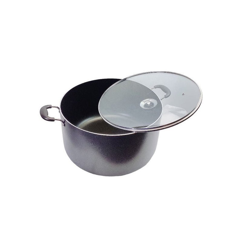 30 QT Non-Stick Dutch Oven Stockpot Pasta Cooking Pot, Glass Lid Double Handles