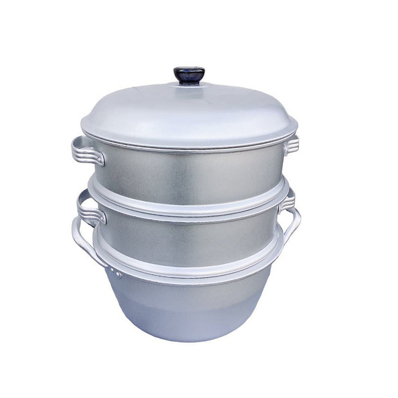 12" Food Steamer Aluminum 3-tier Steam Pot with Lid for Vegetables,Seafood,Soups