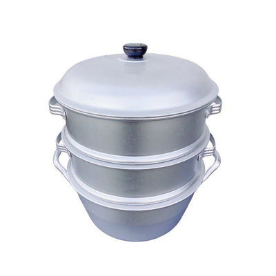 12" Food Steamer Aluminum 3-tier Steam Pot with Lid for Vegetables,Seafood,Soups