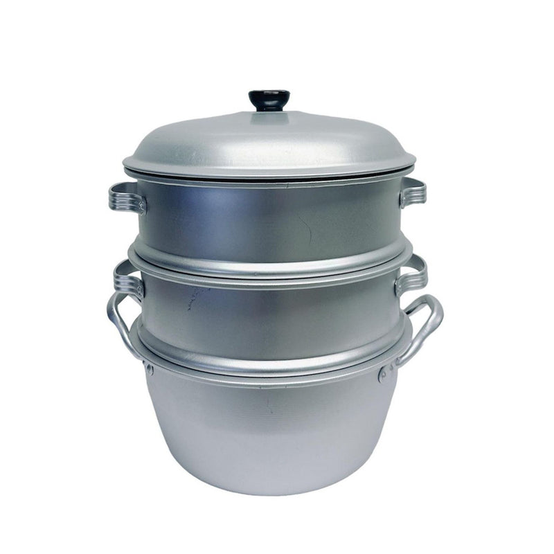 12"-30cm Food Steamer Aluminum 3-tier Steam Pot W/ Lid for Vegetables, Seafood