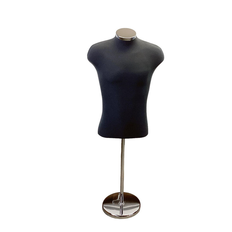 22"-43" Height Adjustable Black Shirt Form & Neckblock Mannequin Stand, Black