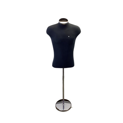 22"-43" Height Adjustable Black Shirt Form & Neckblock Mannequin Stand, Black