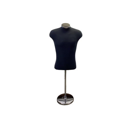 22"-43" Height Adjustable Black Shirt Form & Neckblock Mannequin Stand, Black