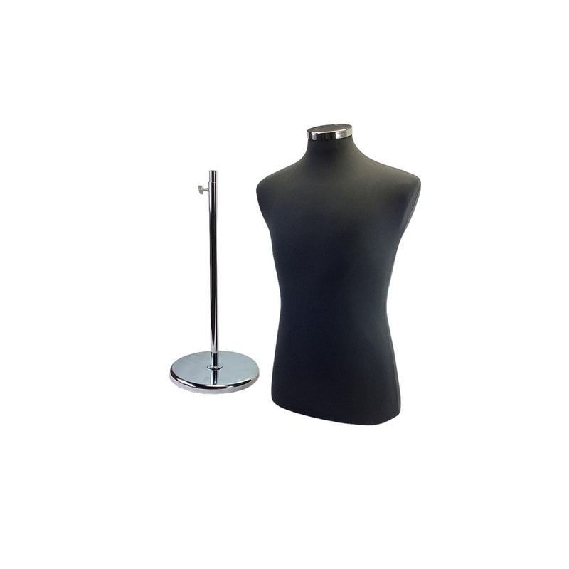 22"-43" Height Adjustable Black Coat Form & Neckblock Mannequin Stand,35" Waist