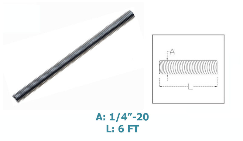 Stainless Steel Fully Threaded Rod, Bar Stud Screw Length Silver 6 Ft. Long