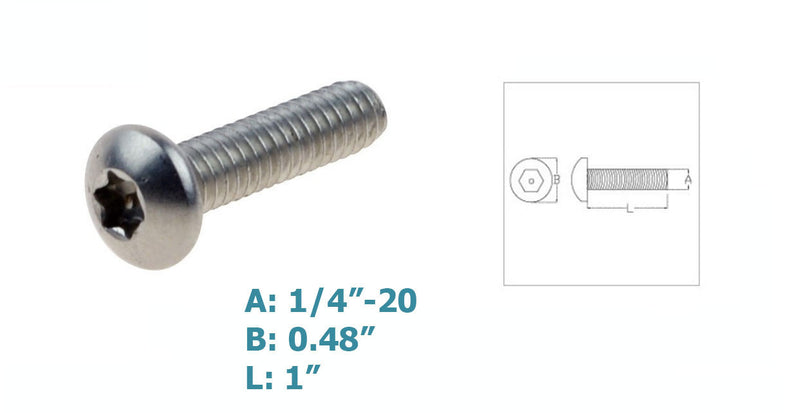 Marine Boat 1/4" Tampered Proof Panhead Screw Fully Threaded Stainless Steel 316