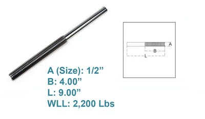 Forged Stainless Steel T316 Stub End RH Thread Turnbuckle