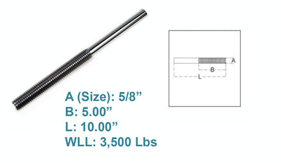 Forged Stainless Steel T316 Stub End RH Thread Turnbuckle