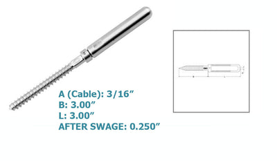 Marine Boat Cable Lag Swage Stud Cable Railing Rail T316 Stainless Steel
