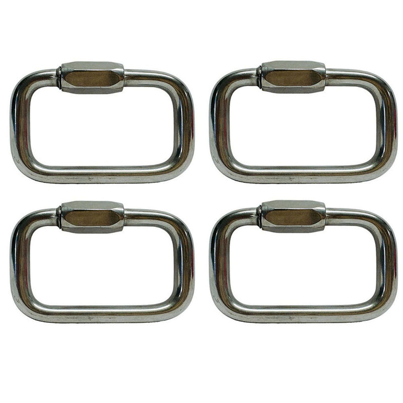 Stainless Steel T316 Square Quick Link Chain Connectors, Locking Carabiners Marine Grade