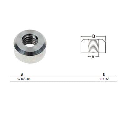 Marine Boat 5/16"-18 Thread 11/16" Flat End Hardware Nut T316 Stainless Steel