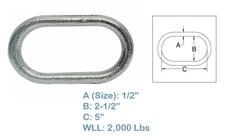 Drop Forged Non-Magnetic T316 Stainless Steel 1/2" Master link 2,000 Lbs WLL