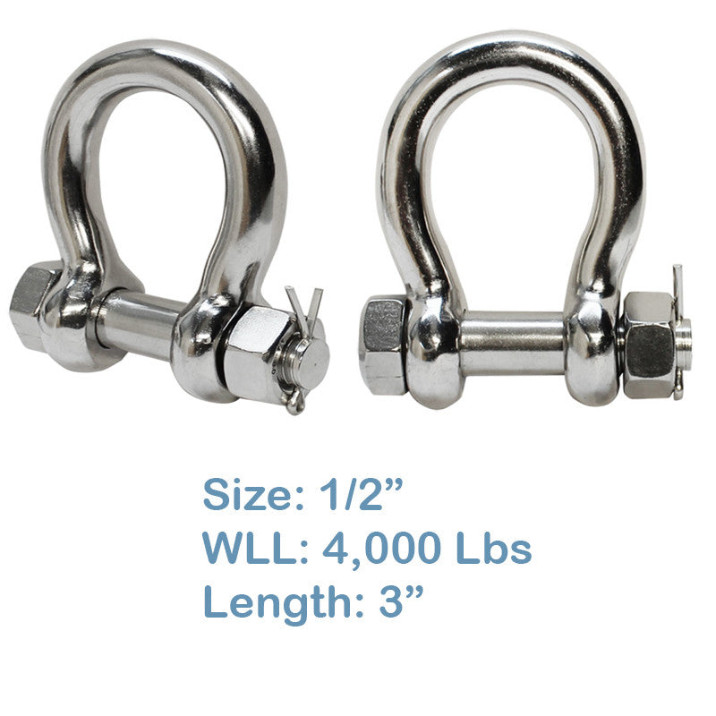 Marine Grade T316Stainless Steel Bow Shackle Anchor Shackle with Cotter Pin Lock