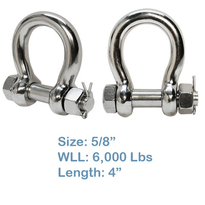 Marine Grade T316Stainless Steel Bow Shackle Anchor Shackle with Cotter Pin Lock