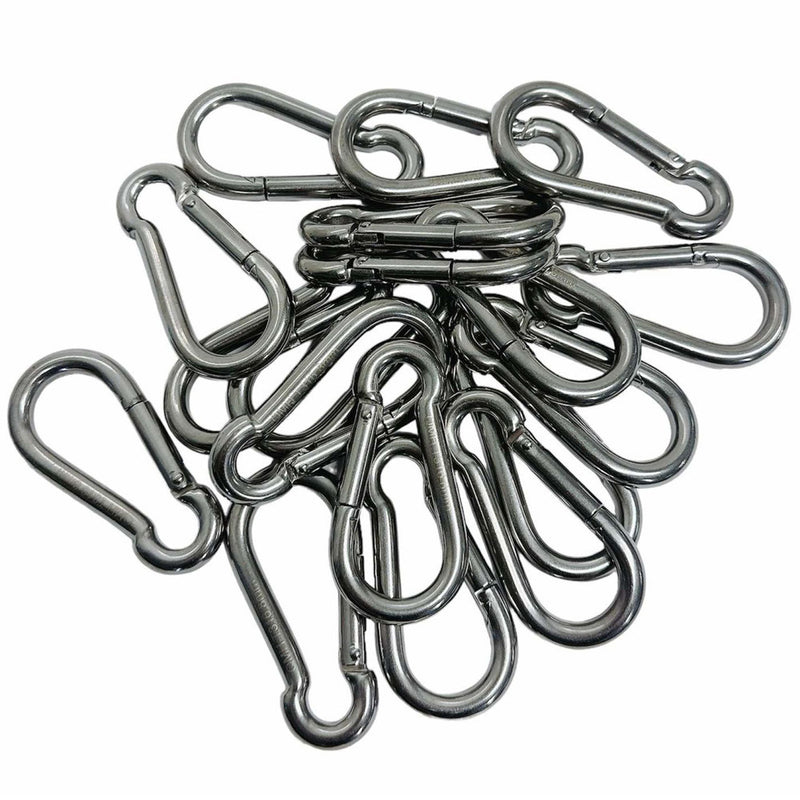 T316 Stainless Steel 5/16" Carabiner Spring Snap Hook Marine 280 Lbs WLL 20 Pcs