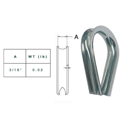 Stainless Steel 316 Light Duty Wire Rope Thimble Marine Rigging