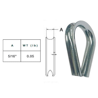 Stainless Steel 316 Light Duty Wire Rope Thimble Marine Rigging