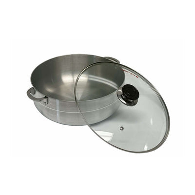 14 Qt Aluminum Caldero Stock Pot, Cooking Dutch Oven With Glass Lid,Satin Finish