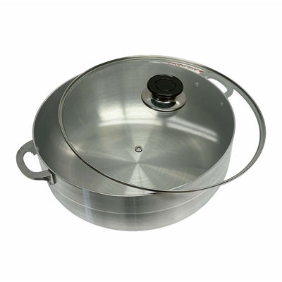 14 Qt Aluminum Caldero Stock Pot, Cooking Dutch Oven With Glass Lid,Satin Finish