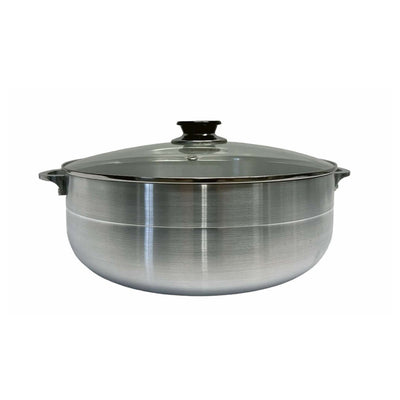 14 Qt Aluminum Caldero Stock Pot, Cooking Dutch Oven With Glass Lid,Satin Finish