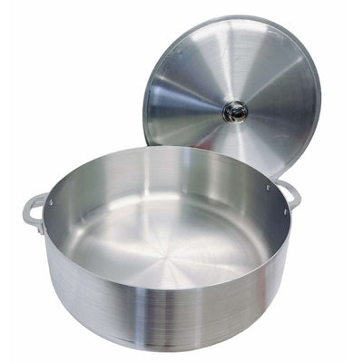 31 Qt Aluminum Caldero Stock Pot, Cooking Dutch Oven With Glass Lid,Satin Finish