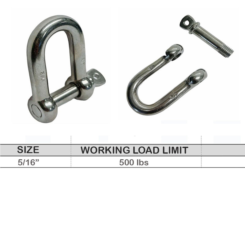 Stainless Steel D Chain Shackle with Screw Pin