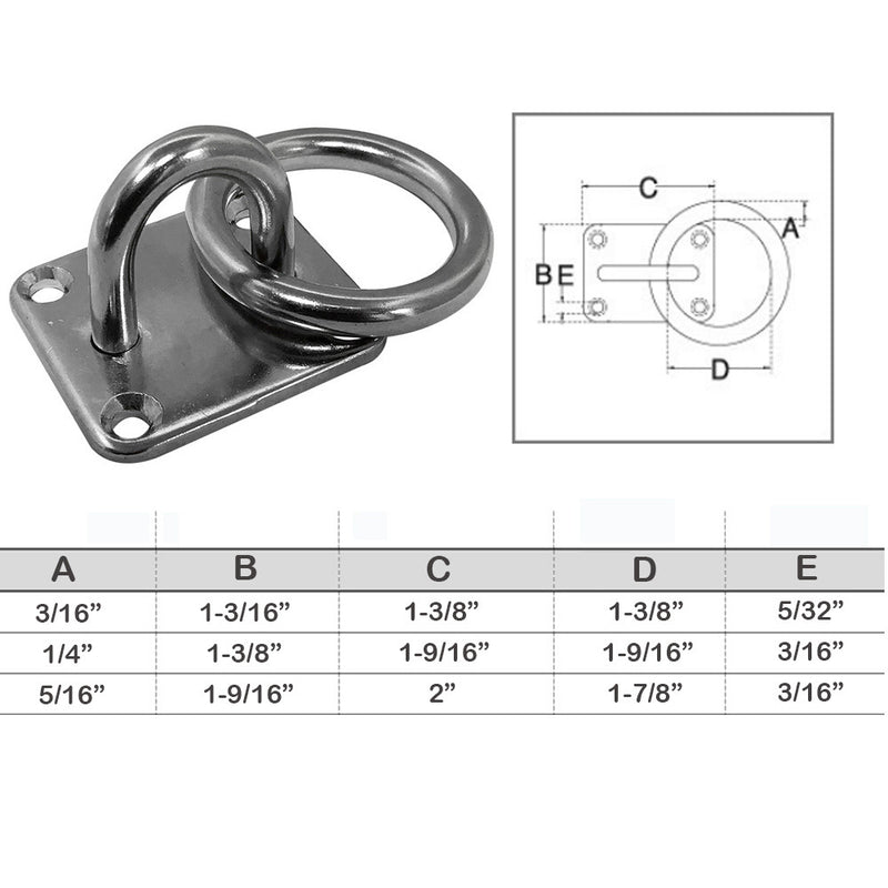 Marine hardware Stainless Steel 304 Square Pad Eye Plate With Ring Welded Formed Boat Rigging