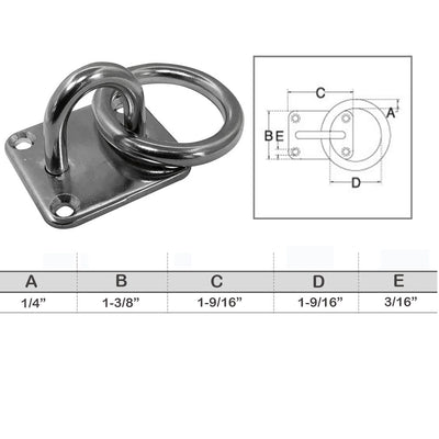 Marine hardware Stainless Steel 304 Square Pad Eye Plate With Ring Welded Formed Boat Rigging