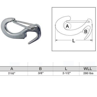 Stainless Steel T316 Open End Spring Snap Tack Hook, Sail Snap Hook