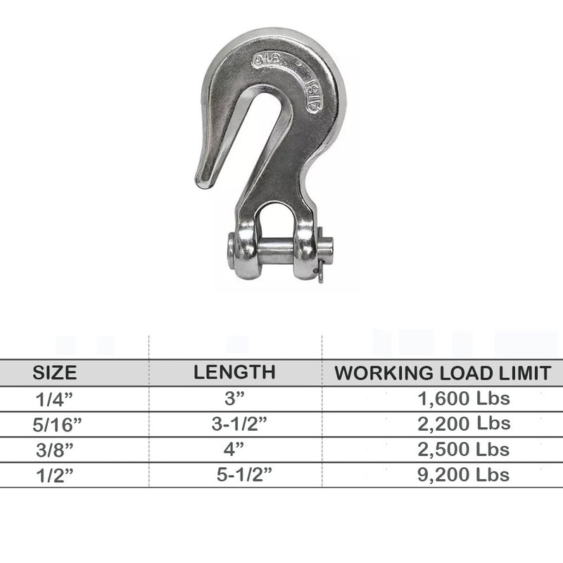 Marine Stainless Steel 316 Clevis Grab Hook Towing Tie Down Shackle Boat