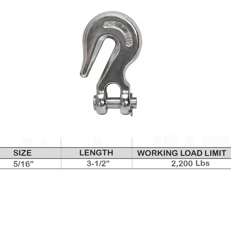 Marine Stainless Steel 316 Clevis Grab Hook Towing Tie Down Shackle Boat