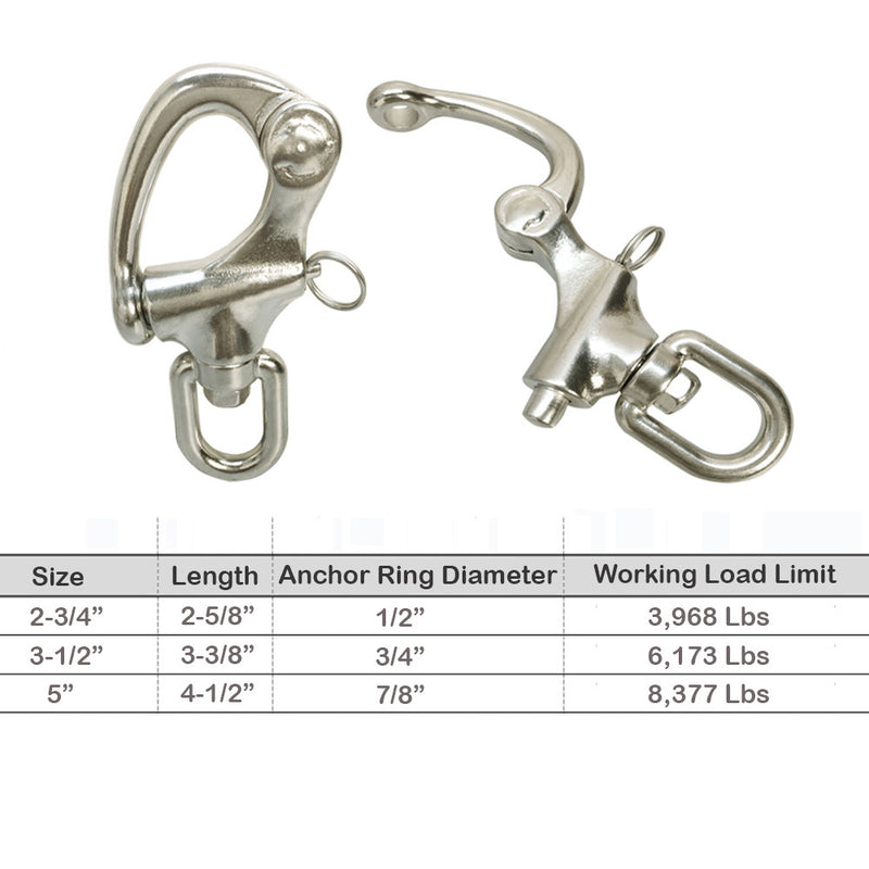 T316 Stainless Steel Marine Boat Swivel Eye Snap Shackle Bail Sailboat