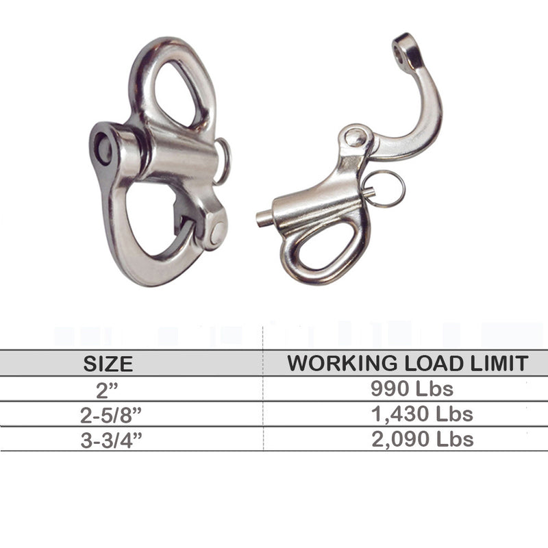 Stainless Steel 316 Fixed Eye Snap Shackle Sailboat Quick Release Locking