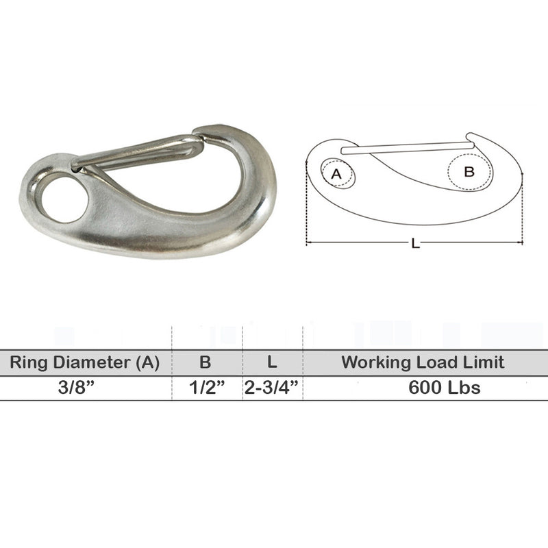 Stainless Steel 316 Gate Snap Hook Carabiner For Boat Rigging