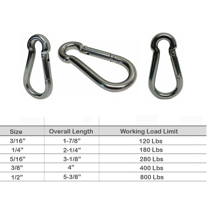 T316 Stainless Steel Carabiner Spring Snap Hook