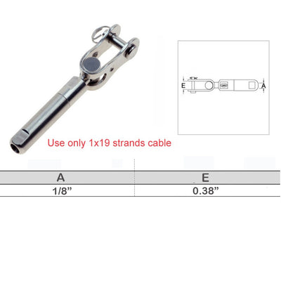 Marine Boat Push And Go Swageless Toggle For Cable Wire T316 Stainless Steel