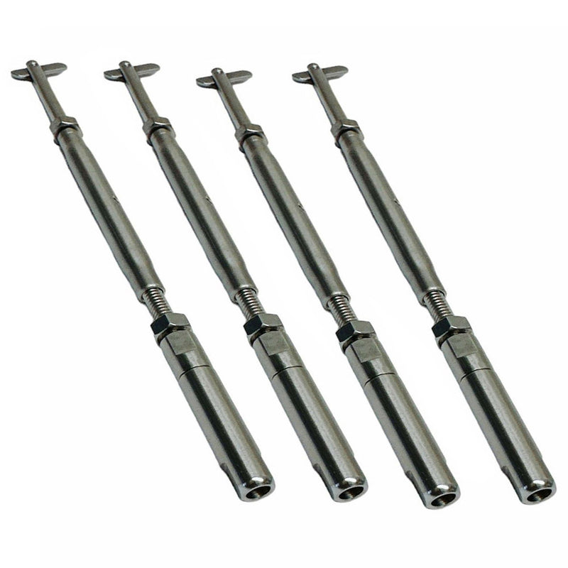 4 Pcs 1/8" Push And Go Drop Pin Turnbuckle 1/4"-20 Thread T316 Stainless Steel