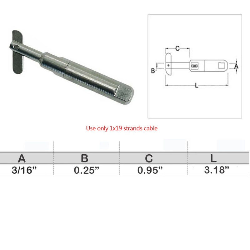 Marine Boat Push And Go Swageless Drop Pin For Cable Wire T316 Stainless Steel