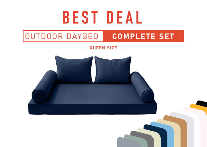 Model-4 QUEEN SIZE Outdoor Daybed Mattress Bolster Cushion Cover Complete Set