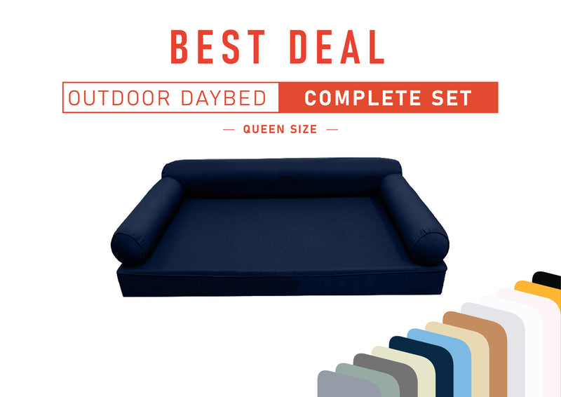 Model-6 QUEEN SIZE Outdoor Daybed Mattress Bolster Cushion Cover Complete Set