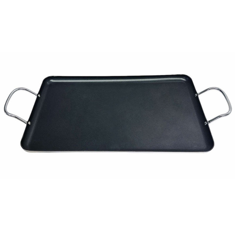 Aluminum Double Burner Non-Stick Griddle 19"x11-1/2", Compatible W/ All Cooktops