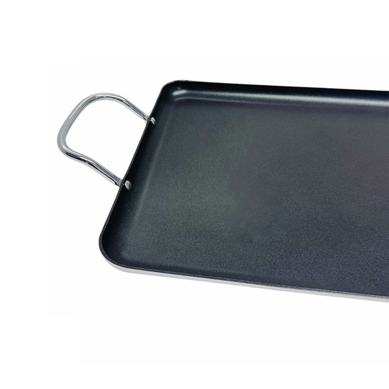 Aluminum Double Burner Non-Stick Griddle 19"x11-1/2", Compatible W/ All Cooktops