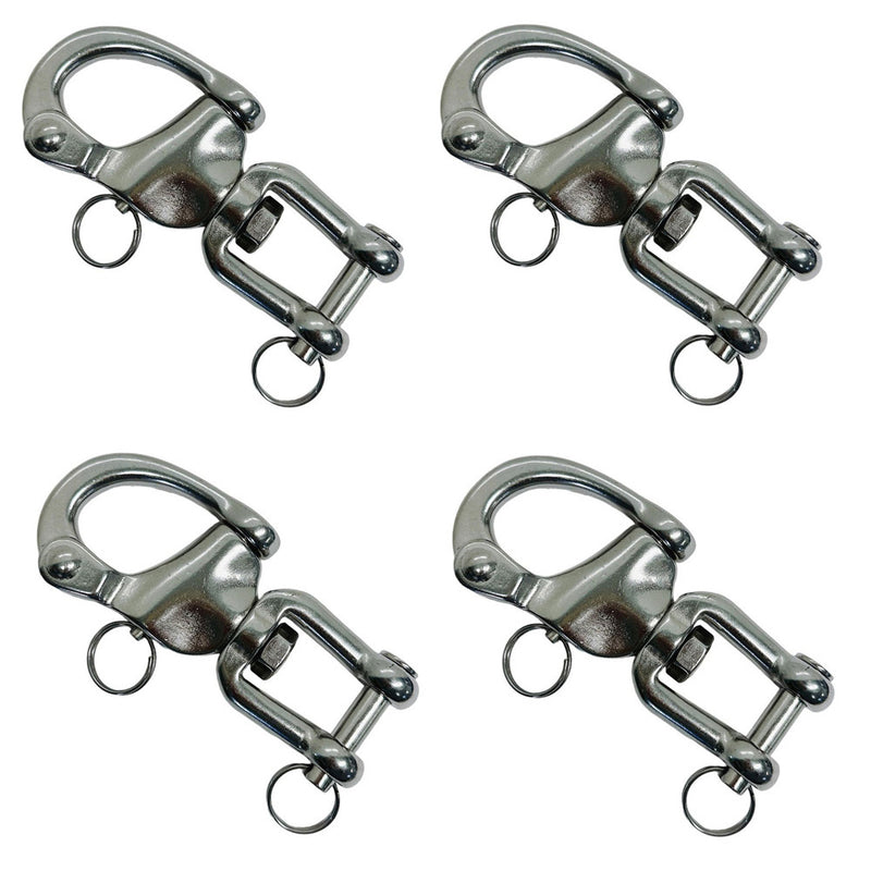 4 Pcs Stainless Steel 5" SWIVEL Jaw Snap Shackle Sailboat Quick Release Locking