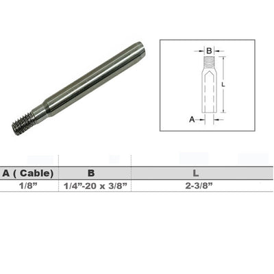 Marine 1/8" Cable Hand Swage Stud Wire Rope Cable Rail T316 Stainless Steel