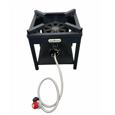 Outdoor High Pressure Square Propane Stove Burner 100,000 BTU Gas Regulator