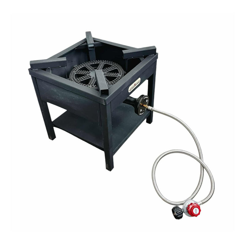 Outdoor High Pressure Square Propane Stove Burner 100,000 BTU Gas Regulator