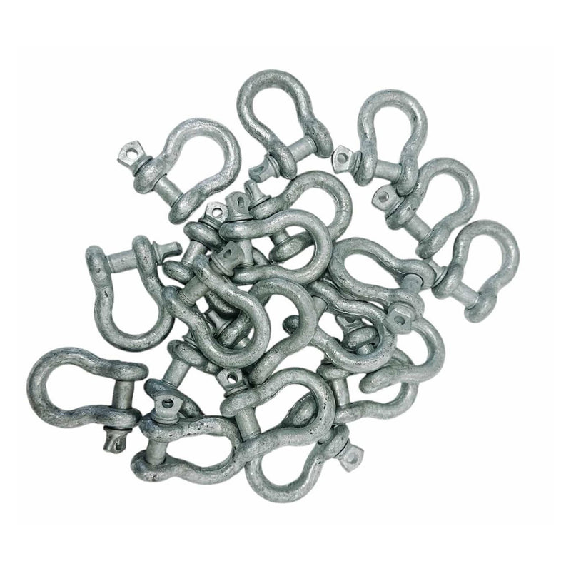 20 Pcs 5/16" Screw Pin Anchor D Ring Bow Shackle Galvanized Drop Forged Marine